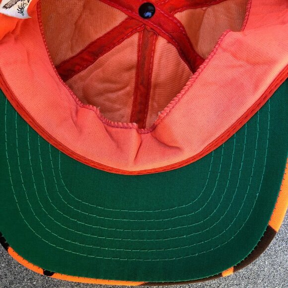 Vintage 90s DUCK BAY Camouflage Hunting Hat Men's Orange Baseball Cap One Size - Picture 6 of 7